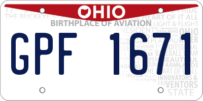 OH license plate GPF1671