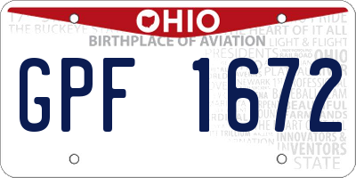 OH license plate GPF1672