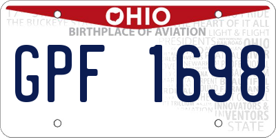 OH license plate GPF1698