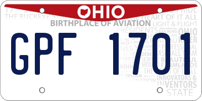 OH license plate GPF1701