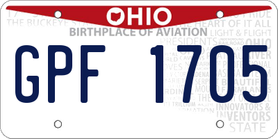 OH license plate GPF1705