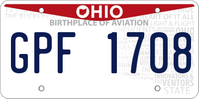 OH license plate GPF1708