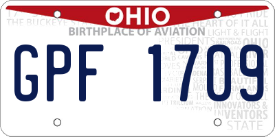 OH license plate GPF1709