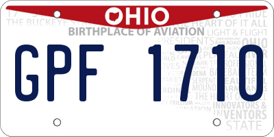 OH license plate GPF1710