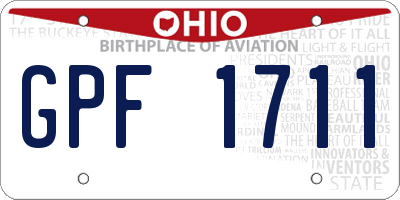 OH license plate GPF1711