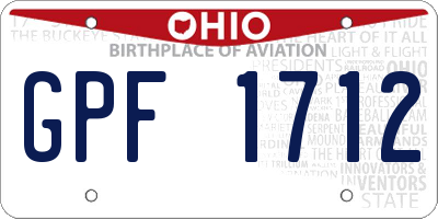 OH license plate GPF1712