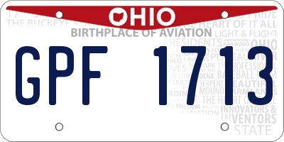 OH license plate GPF1713