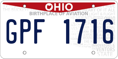 OH license plate GPF1716