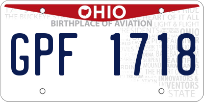 OH license plate GPF1718