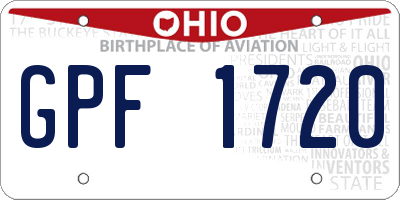OH license plate GPF1720