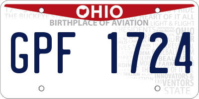OH license plate GPF1724