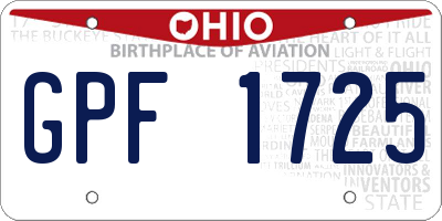 OH license plate GPF1725