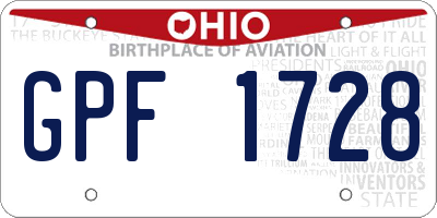 OH license plate GPF1728