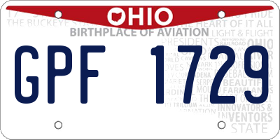 OH license plate GPF1729
