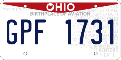 OH license plate GPF1731