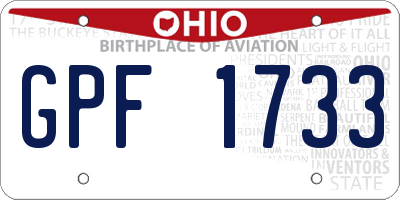 OH license plate GPF1733