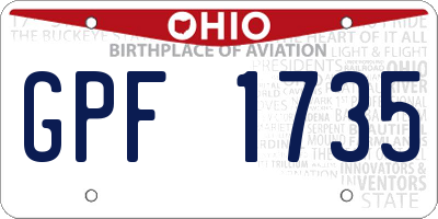 OH license plate GPF1735