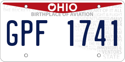 OH license plate GPF1741