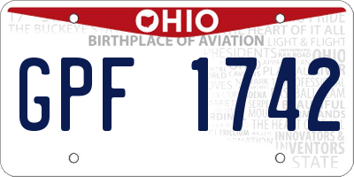 OH license plate GPF1742
