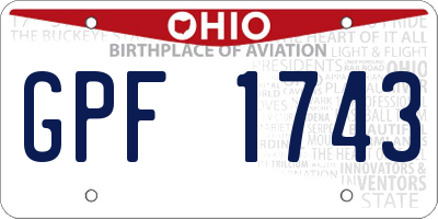 OH license plate GPF1743