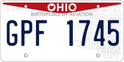OH license plate GPF1745