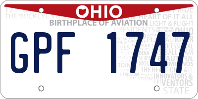 OH license plate GPF1747