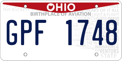 OH license plate GPF1748