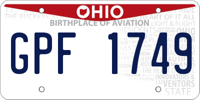 OH license plate GPF1749