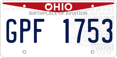 OH license plate GPF1753