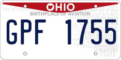 OH license plate GPF1755