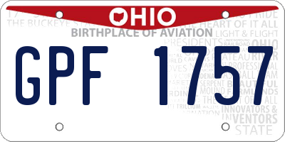 OH license plate GPF1757