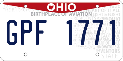 OH license plate GPF1771