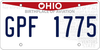 OH license plate GPF1775
