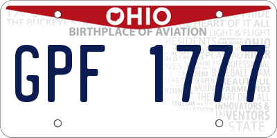 OH license plate GPF1777