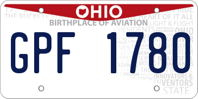 OH license plate GPF1780