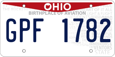 OH license plate GPF1782