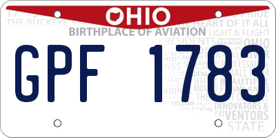 OH license plate GPF1783