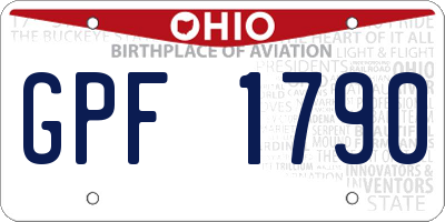 OH license plate GPF1790