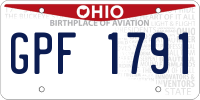 OH license plate GPF1791
