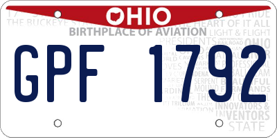 OH license plate GPF1792