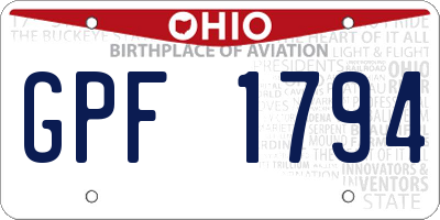 OH license plate GPF1794