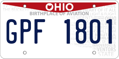 OH license plate GPF1801