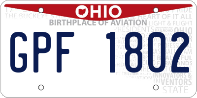 OH license plate GPF1802