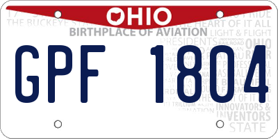 OH license plate GPF1804