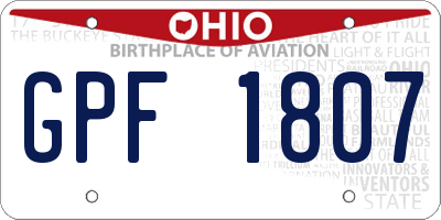 OH license plate GPF1807