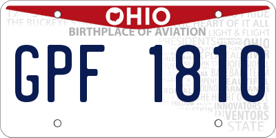 OH license plate GPF1810