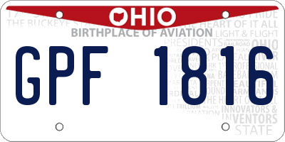 OH license plate GPF1816