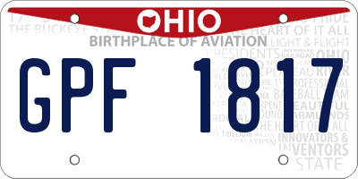 OH license plate GPF1817