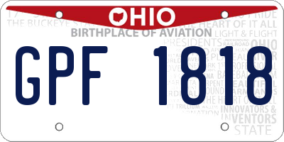 OH license plate GPF1818