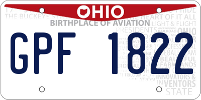 OH license plate GPF1822